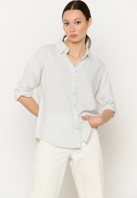 LOOSE STRIPED - Bluza z gumbi - khaki mint