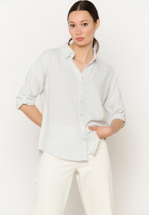 LOOSE STRIPED - Button-down blouse - khaki mint