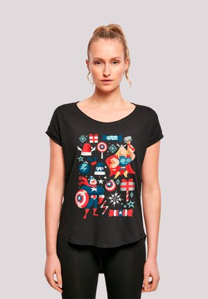 MARVEL UNIVERSE THOR AND CAPTAIN AMERICA CHRISTMAS DAY  PREMIUM - Print T-shirt - black