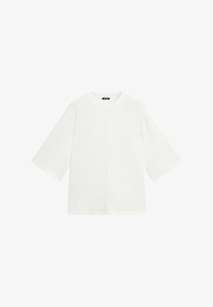 Massimo Dutti, 100% COTTON SHORT SLEEVE SEAMED T-SHIRT - Long sleeved top - white