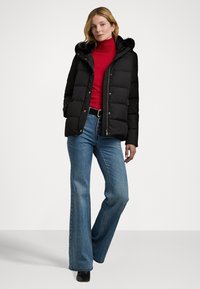 Lauren Ralph Lauren FAUX-FUR-TRIM HOODED DOWN COAT - Down jacket - black