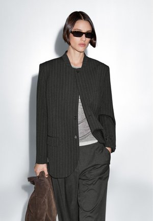 Massimo Dutti STRIPED PRINT - Blazer - dark grey