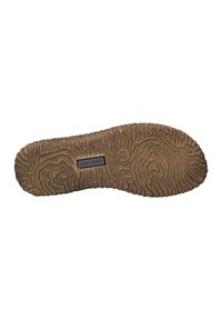 Suela de goma marrón con superficie texturizada, que presenta un patrón ondulado y el nombre de la marca "JOSEF SEIBEL" grabado en un acento rectangular.