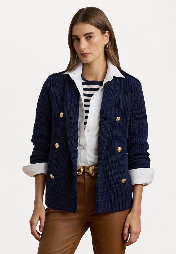 RIB KNIT DOUBLE BREASTED SWEATER JACKET Blazer