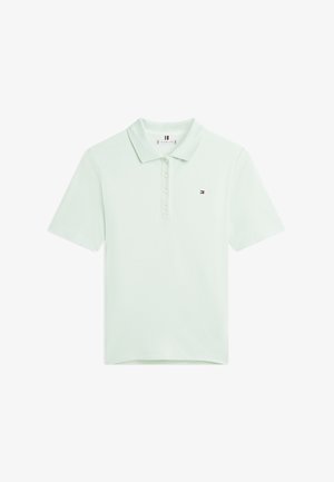 Svetlozelené polo tričko s krátkym rukávom, zapínaním na gombíky a malým logom Tommy Hilfiger na ľavej strane hrudníka.