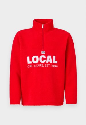 Noisy May NMFUZZY HALF ZIP UNISEX - Sweatshirt - racing red