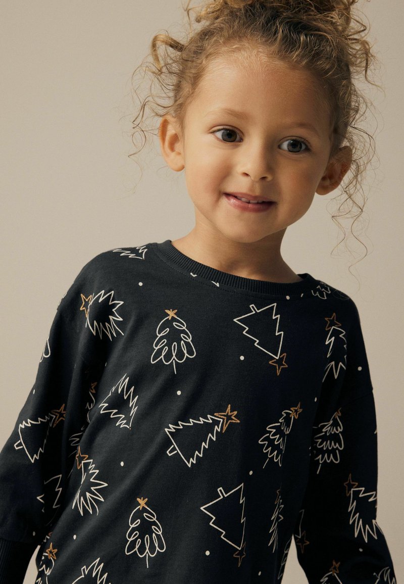 Next SINGLE FAMILY CHRISTMAS REGULAR FIT - Nattplagg set - black and gold christmas tree