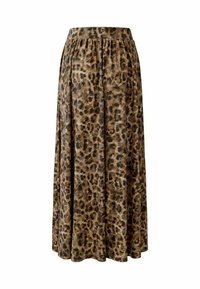 Maxi rok met luipaardprint, gemaakt van zachte stof, met een elastische tailleband en een vloeiende uitstraling met een licht uitlopende zoom.