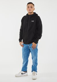 EA7 Emporio Armani LOGO - Felpa con zip - nero bianco