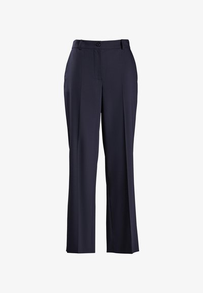 Pantalones de navidad ajustados, confeccionados en tela suave, con cremallera, cierre de botón y piernas rectas con una cintura de altura media.