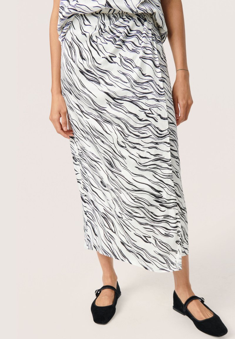 Soaked in Luxury - SLVINKA STUDIO - Kietaisuhame - white and black wave print, Suurenna