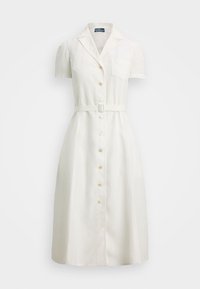 BELTED LINEN A LINE SHIRTDRESS - Shirt dress - white