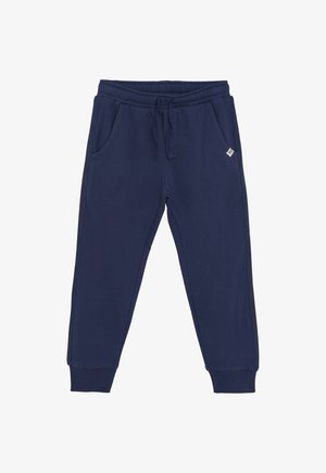 Mørkeblå sweats i bomuld med elastisk talje, to sidelommer og tætsiddende manchetter med en lille labeldetalje.