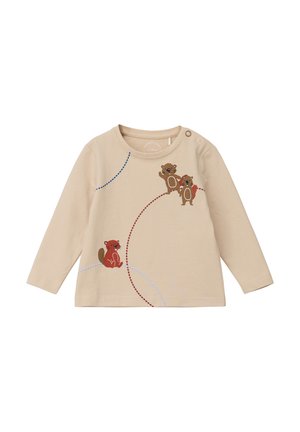 s.Oliver MIT FRONTPRINT - T-shirt à manches longues - beige