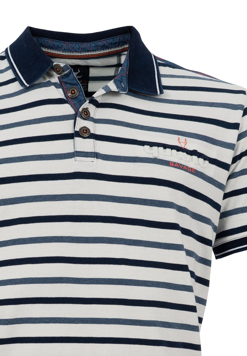 questo SAVAGE Polo shirt indigo stripe/blue Zalando