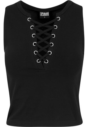 Urban Classics, LADIES LACE UP CROPPED TOP - Top - black