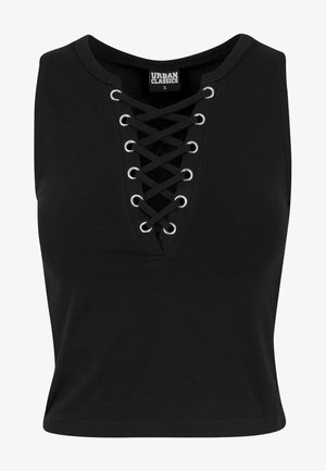 Urban Classics, LADIES LACE UP CROPPED TOP - Topp - black