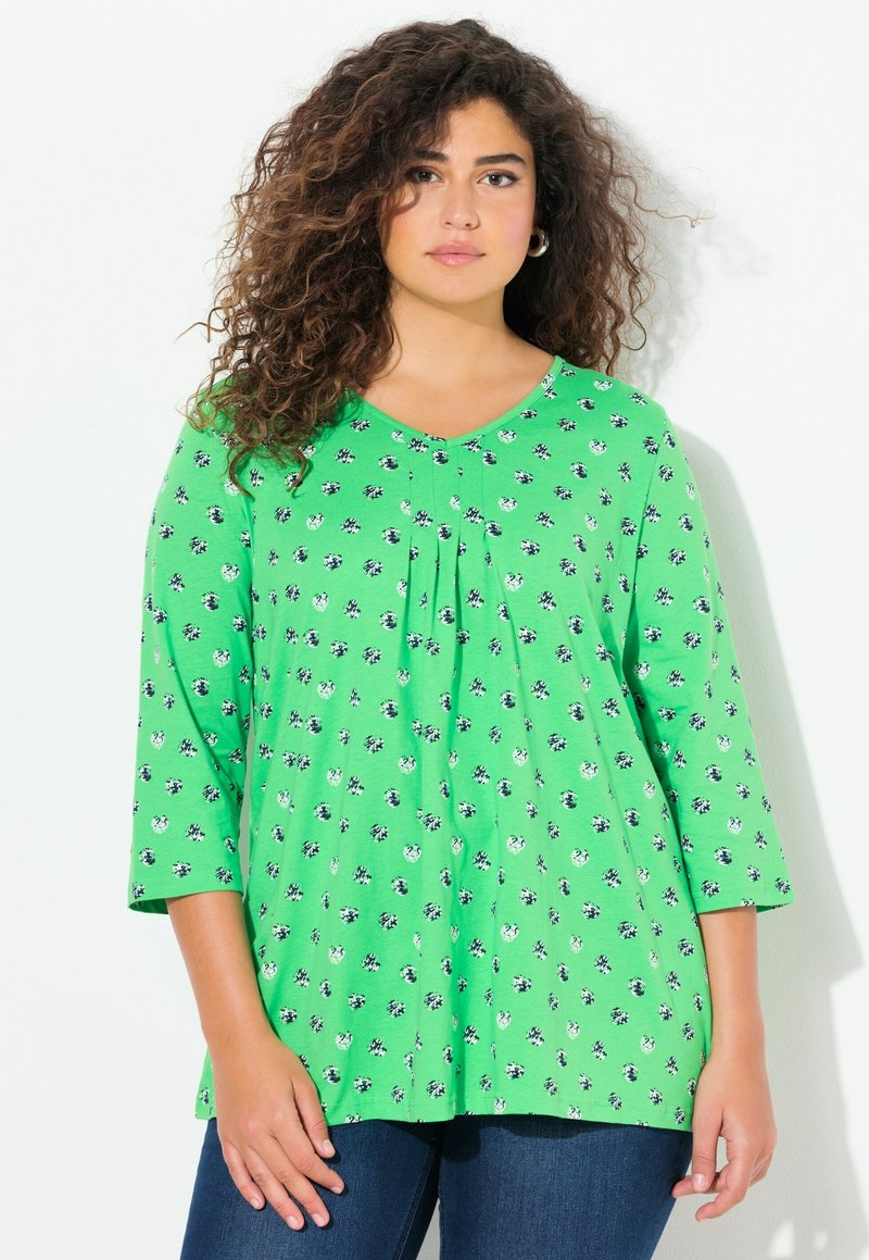 Ulla Popken MINIMAL PRINT 3/4 SLEEVE - Langarmshirt - mint green