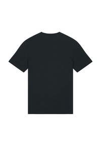 Schwarzes T-Shirt mit kurzen Ärmeln und rundem Ausschnitt. Aus glattem Baumwollstoff gefertigt, mit einem schlichten, einfarbigen Design ohne Muster oder Akzente.