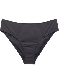 Temno sivi bikini spodnji del, izdelan iz gladkega, elastičnega materiala. Klasičen hipster kroj z nežnimi šivi in brez vidnih vzorcev ali akcentov.