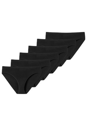 Culottes noires en coton dans un pack de six. Comprend un design sans coutures, une coupe modérée et une texture douce avec une ceinture élastique.