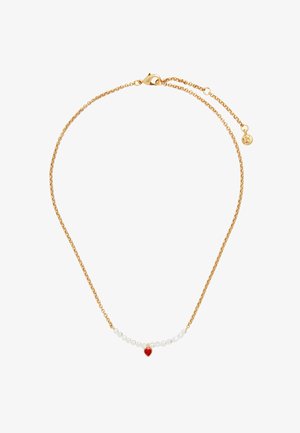 Kullast kettkaelakee, mille keskel on valgete helmeste rida ja punase südamekujuline ripats. Reguleeritava pikkusega, kinnitatav vähikäppluku abil.