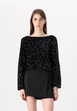 SARA BOW SEQUINS - Blūze - black