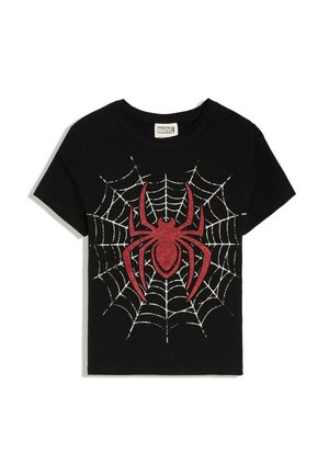 Bershka, FITTED SPIDERMAN - T-SHIRT - T-shirt print - black