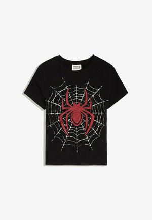 Bershka, FITTED SPIDERMAN - T-SHIRT - T-shirt print - black