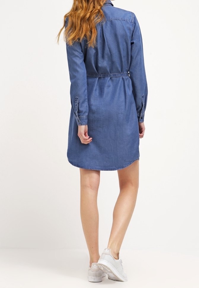 benetton denim dress United Colors Of Benetton Denim Sleeveless Dress M Midi Dress Pockets Modest