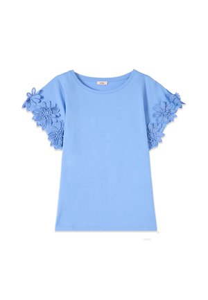 Oltre, T-SHIRT CON APPLICAZIONI FLOREALI - T-shirt print - azzurro