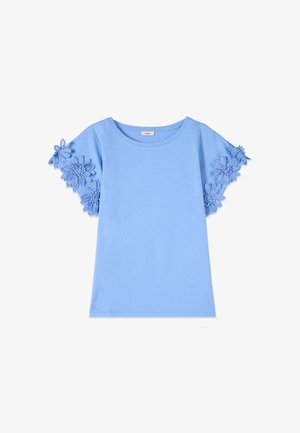 Oltre, T-SHIRT CON APPLICAZIONI FLOREALI - T-shirt print - azzurro
