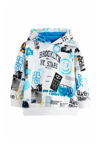 Unselected, white blue all over graffiti print