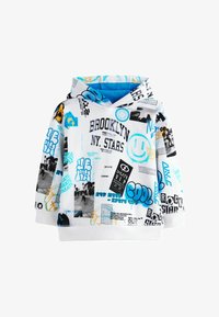 Unselected, white blue all over graffiti print