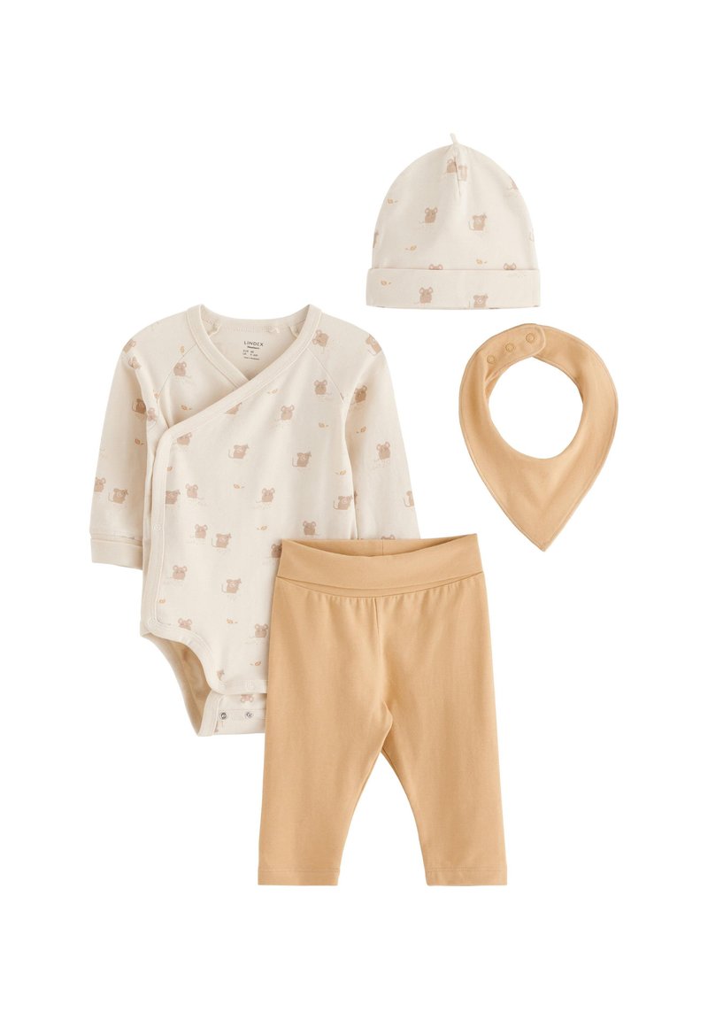Lindex SET 4 PCS WRAP - Kootud müts - beige
