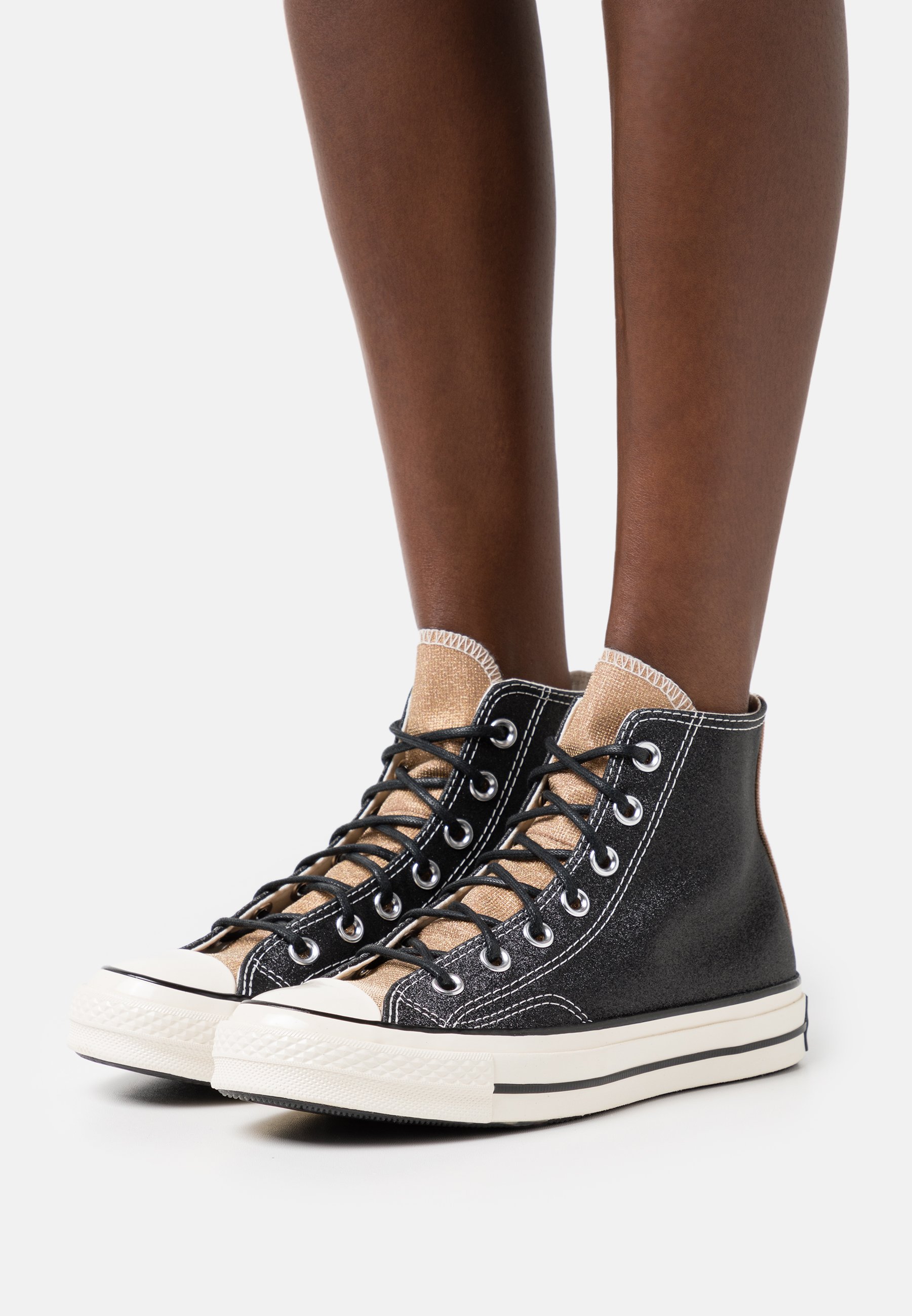 Converse GLITTER - Zapatillas altas - black/gold/egret/negro -