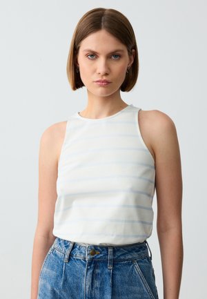SLEEVELESS LINE PATTERNED TANK  - Top - white