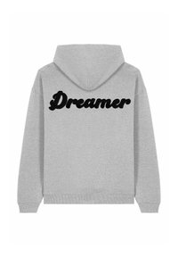 Felpa grigia con cappuccio caratterizzata da un bold "Dreamer" in nero sul retro, con polsini e orlo a costine per un look aderente. Tessuto morbido.