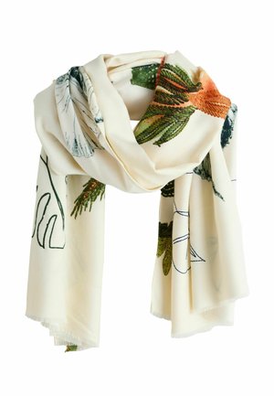 MIDWEIGHT  - Sjaal - white green embriodery parrot