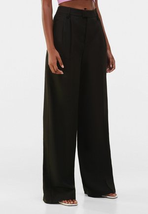 WIDE LEG - Tygbyxor - black