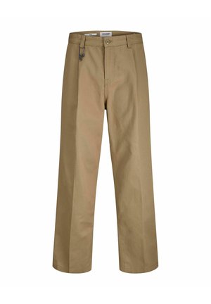 Khakihosen mit geradem Bein, aus leichtem Baumwollstoff gefertigt. Mit einem Knopfverschluss vorne und taschenakzenten für Funktionalität.