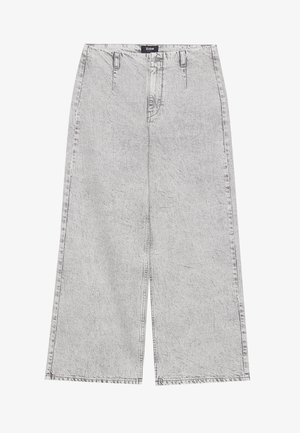 Videjeans i lys grå vask denim, med høy midje, fire lommer og subtil tekstur med kontrasterende sømdetaljer.