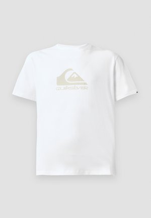 White short-sleeve t-shirt made of cotton, featuring a cream-colored Quiksilver logo on the front. Regular fit with a crew neckline.