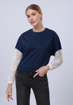 LACE SLEEVE - Sudadera - navy