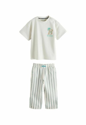 REGULAR FIT - STONE GRAPHIC AND STRIPE SET   - Stoffhose - white