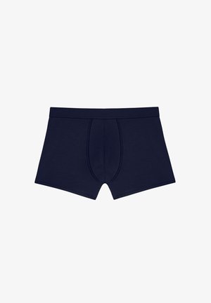 Námořnické modré pánské boxerky vyrobené z měkkého bavlněného materiálu. Mají přední kapsu a elastický pás. Hladká struktura, přiléhavý design.