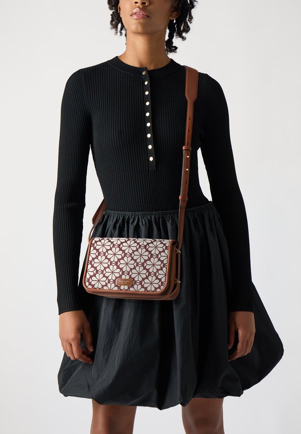 FLOWER SMALL FLAP CROSSBODY - Cross body bag - burgundy multi