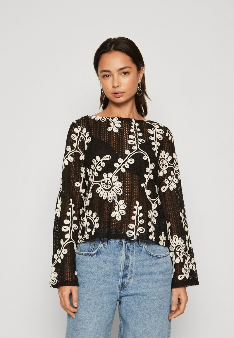 Vero Moda Petite VMDOFFY 2/4 O NECK - T-Shirt print - birch/melange