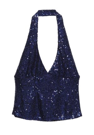 SEQUINNED HALTER - Débardeur - dark blue