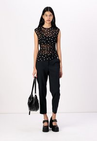 Abercrombie & Fitch Draped Mesh Top - Top - black